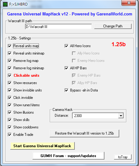 Garena Universal MapHack v12 - для 1.25b